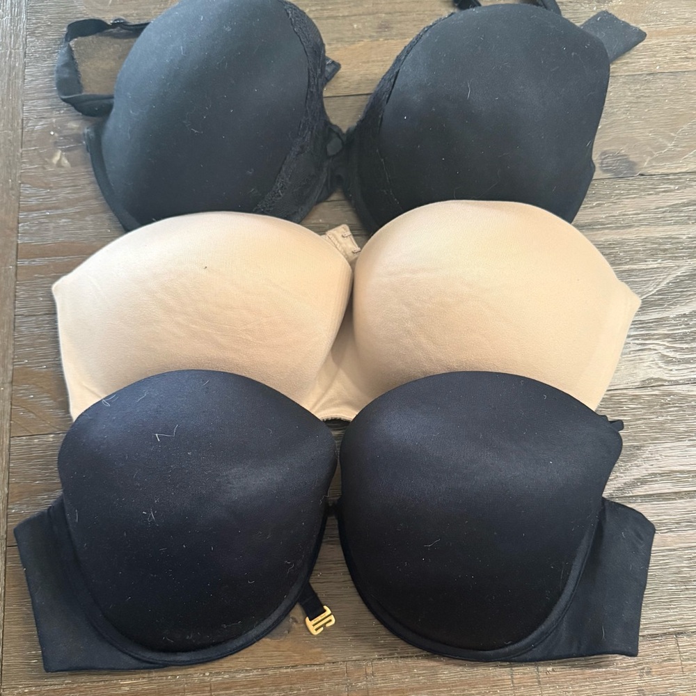 Victoria's Secret Black and Beige Strapless Bras